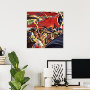 Poster Pilote d'avion à une seule hélice vintage avec Pap