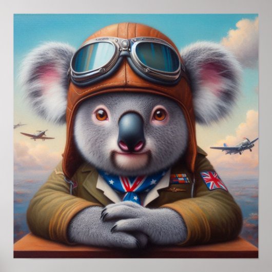 Poster Pilote d'avion Koala (Devant)