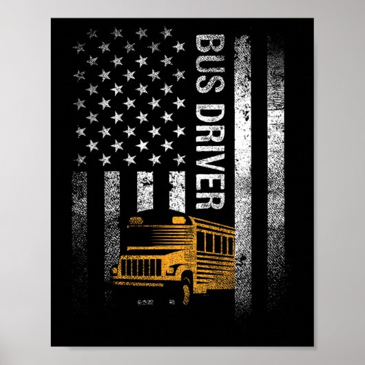 Poster Pilote de bus Usa American Flag Funny Bus Driver C (Devant)