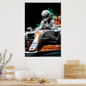 Poster Pilote de Formule Un au volant d'une voiture prête (Cuisine)