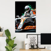 Poster Pilote de Formule Un au volant d'une voiture prête (Bureau à domicile)