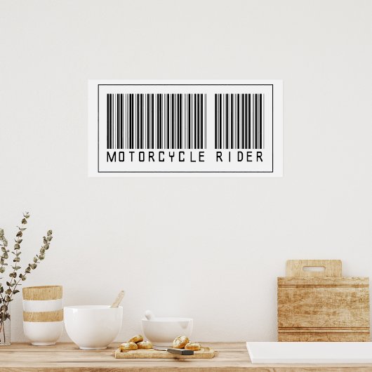 Poster Pilote de moto à code barre (Cuisine)