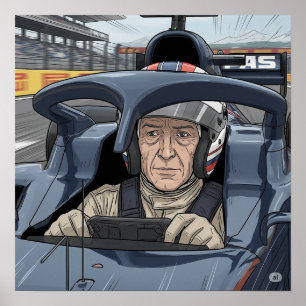 Poster Pilote de voiture de course ciblée