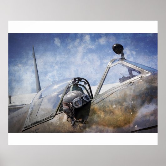 Poster PILOTE du CASQUETTE SPITFIRE et GOGGLES (Devant)