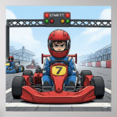 Poster Pilote Go-Kart déterminé (Devant)