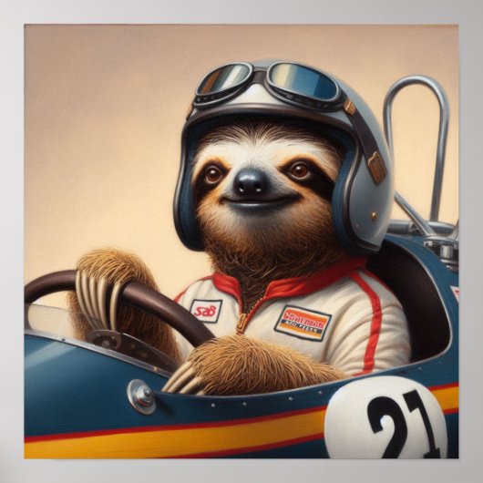 Poster Pilote Sloth Racecar (Devant)