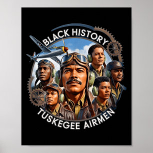 Poster Pilotes noirs rétro histoire des Noirs seconde gue