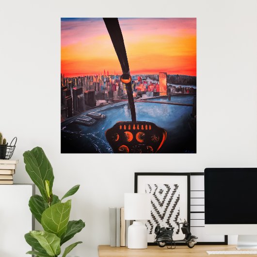 Poster Pilotes Vue De L'Hélicoptère R44 (Bureau à domicile)