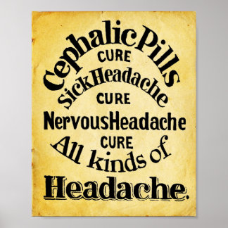 Poster Pilules céphaliques pour mal de tête Imprimer 1861