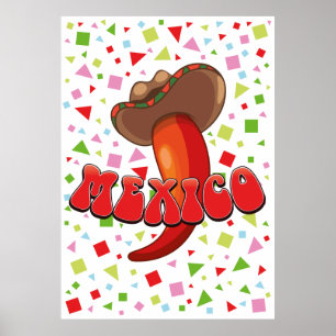 Poster Piment Mexique Chilli mignon party