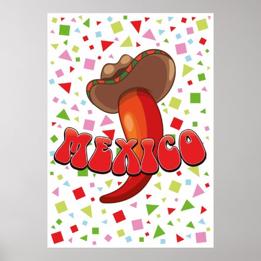 Poster Piment Mexique Chilli mignon party (Devant)