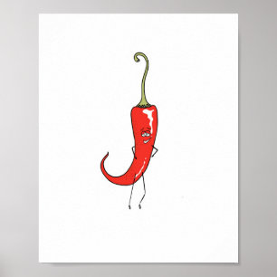 Poster Piment rouge drôle