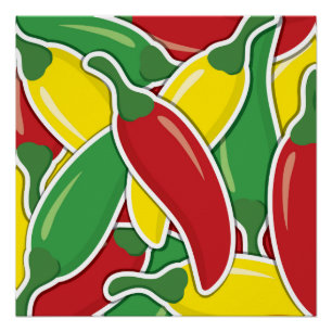 Poster Piments de piment légers à la circulation funky