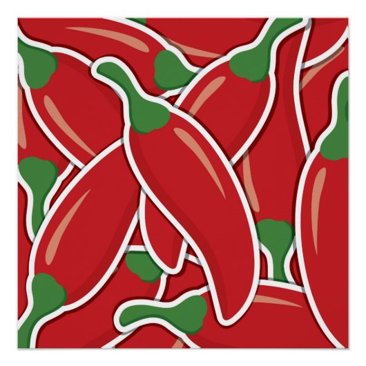 Poster Piments de piment rouge funky (Devant)