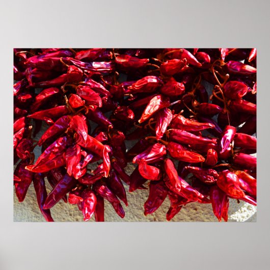 Poster Piments rouges séchant au soleil Hongrie (Devant)