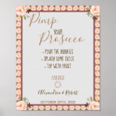Poster Pimp your Prosecco Cadre Floral Rose Mariage (Devant)