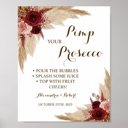 Poster Pimp your Prosecco Mariage Herbe de Pampas (Devant)