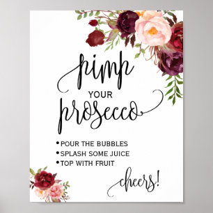 Poster Pimp your prosecco marsala floral panneau de douch