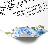 Poster Pimp your prosecco panneau de boda floral bleu (Coin)