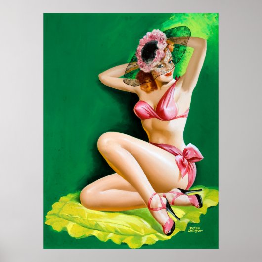 Poster Pin rose Bikini vers le haut (Devant)