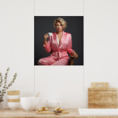 Poster Pin rose fille modèle Portrait Bureau femme (Cuisine)