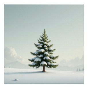 Poster Pin solitaire dans la neige – Nature hivernale ser
