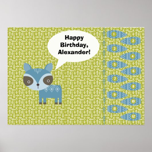 Poster Pin the Tail on Raccoon Party Jeu (Devant)