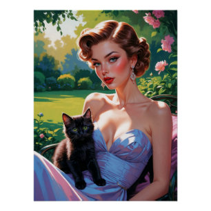 Poster Pin-up dans le jardin de printemps avec mignon Kit