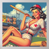 Poster Pin-up de baseball vintage (Devant)