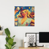 Poster Pin-up de baseball vintage (Bureau à domicile)