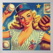 Poster Pin-up de baseball vintage (Devant)
