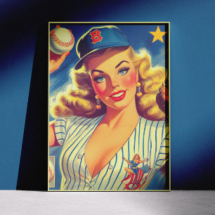 Poster Pin-up de baseball vintage