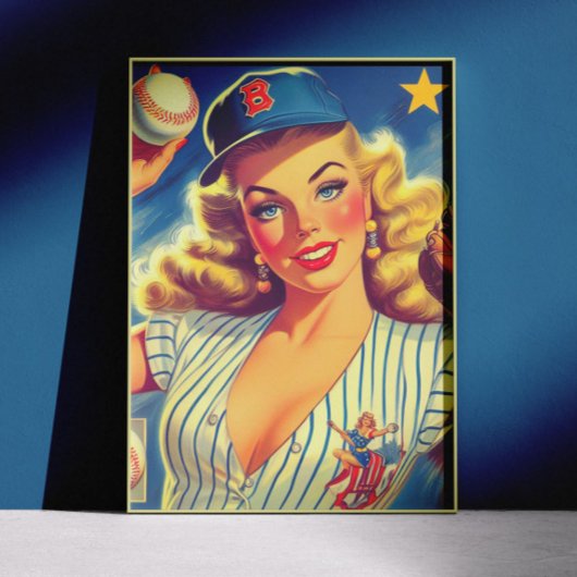 Poster Pin-up de baseball vintage