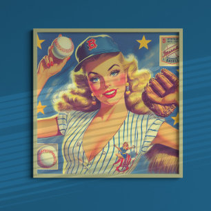 Poster Pin-up de baseball vintage