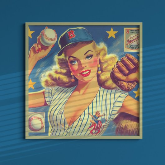 Poster Pin-up de baseball vintage