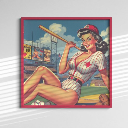 Poster Pin-up de baseball vintage