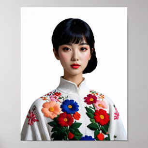 Poster pin-up de beauté japonaise