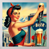Poster Pin-up de bière rétro (Devant)