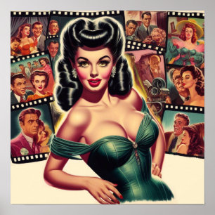 Poster Pin-up de cinéma vintage glamour