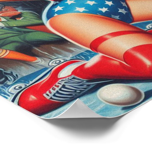 Poster Pin-up de hockey rétro (Coin)