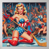 Poster Pin-up de hockey rétro (Devant)