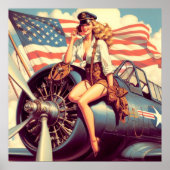 Poster Pin-up de l'avion vintage (Devant)