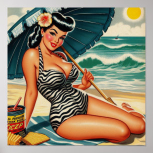 Poster Pin-up de plage estivale chaude