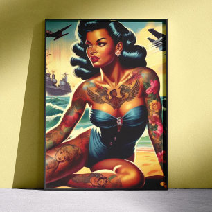 Poster Pin-up de plage rétro