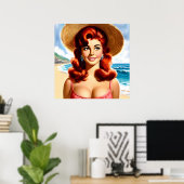 Poster Pin-up d'été vintage (Bureau à domicile)