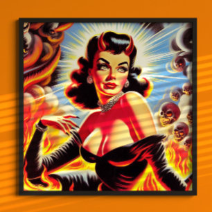 Poster Pin-Up Diabolique Rétro
