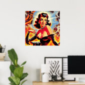 Poster Pin-Up Diabolique Rétro (Bureau à domicile)