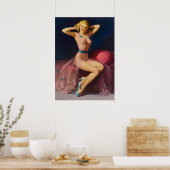 Poster Pin-up en rose jolie femme art (Cuisine)