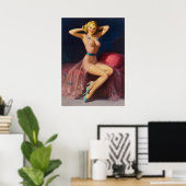 Poster Pin-up en rose jolie femme art (Bureau à domicile)