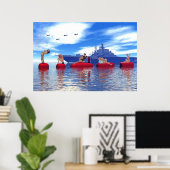 Poster Pin-up et Filles glamour avec la Marine (Bureau à domicile)